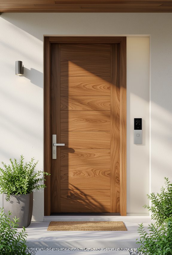 wooden doors with smartlocks