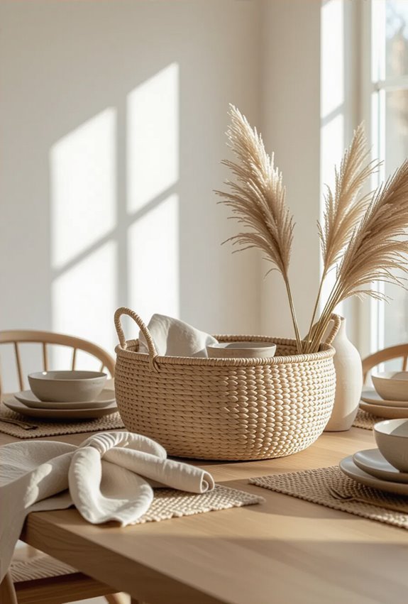 woven baskets add texture