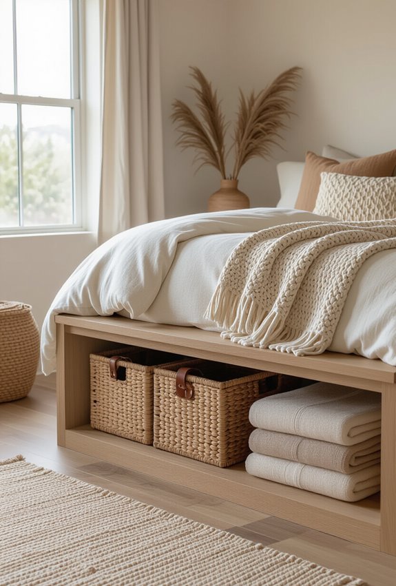 woven baskets layered storage