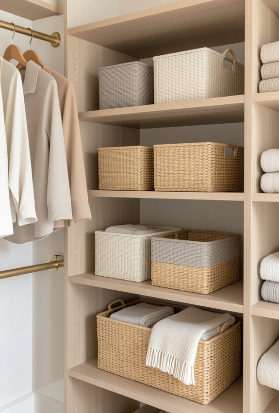 woven labeled lidded storage