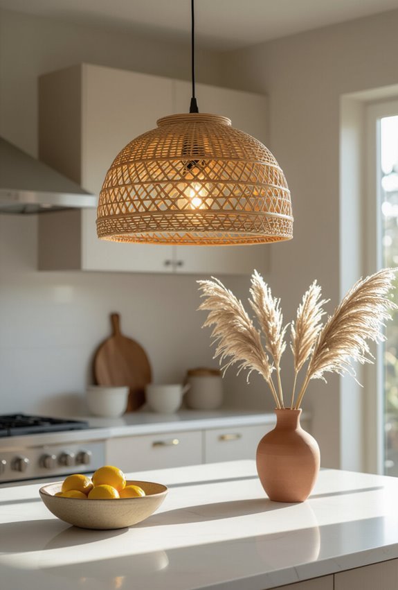 woven rattan and tassels
