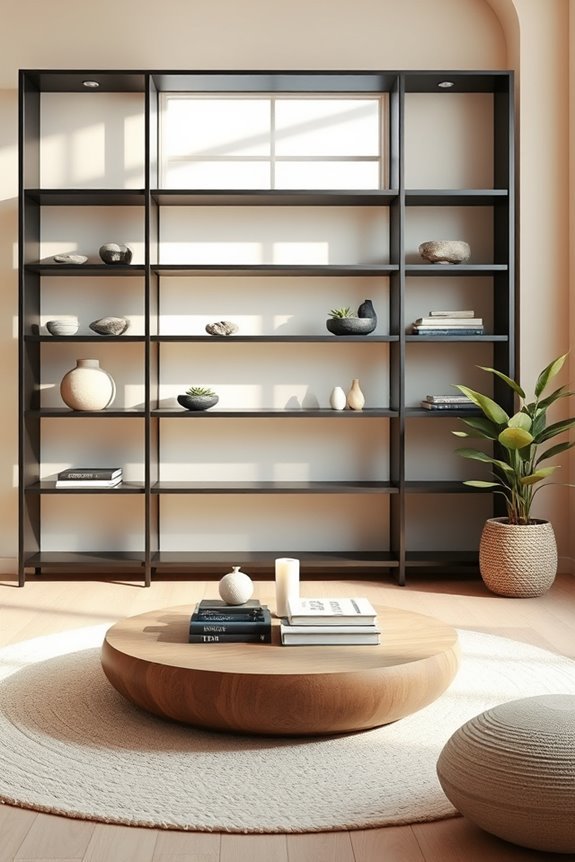 zen black shelving decor