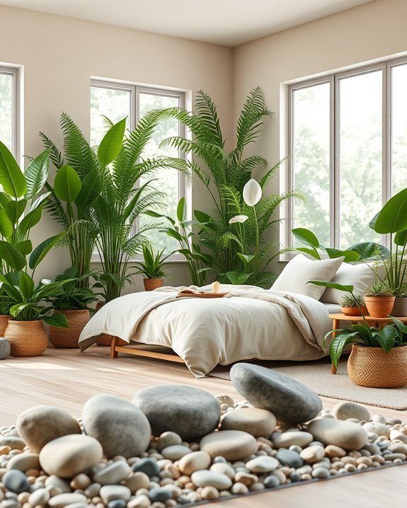 zen garden with rocks